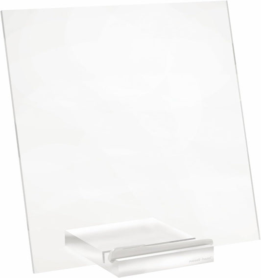 russell+hazel Acrylic Dry Erase Board and Marker, Memo Tablet for Desktop with Stand, Clear Acrylic, 12” x 6” x 11.5” (31384)