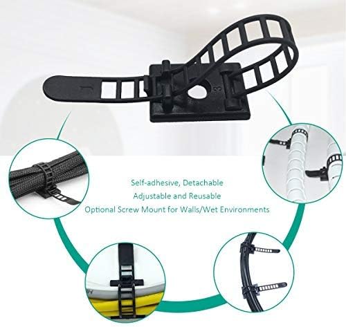 25 Pieces Desk Wire Organizer Cable Ties Zip Ties Adhesive Cord Clips Cable Management Cord Keeper Desk Wire Management