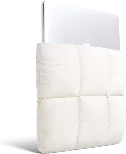 Comfyable Puffy Laptop Sleeve 13 Inch 14 Inch, Quilted Puffer Laptop Carrying Case for Women, Pillow Case Compatible with MacBook Air/Pro M5 M4 M3 M2 Pro/Max 2026, 13" MacBook Neo A18, Rice | Puffy