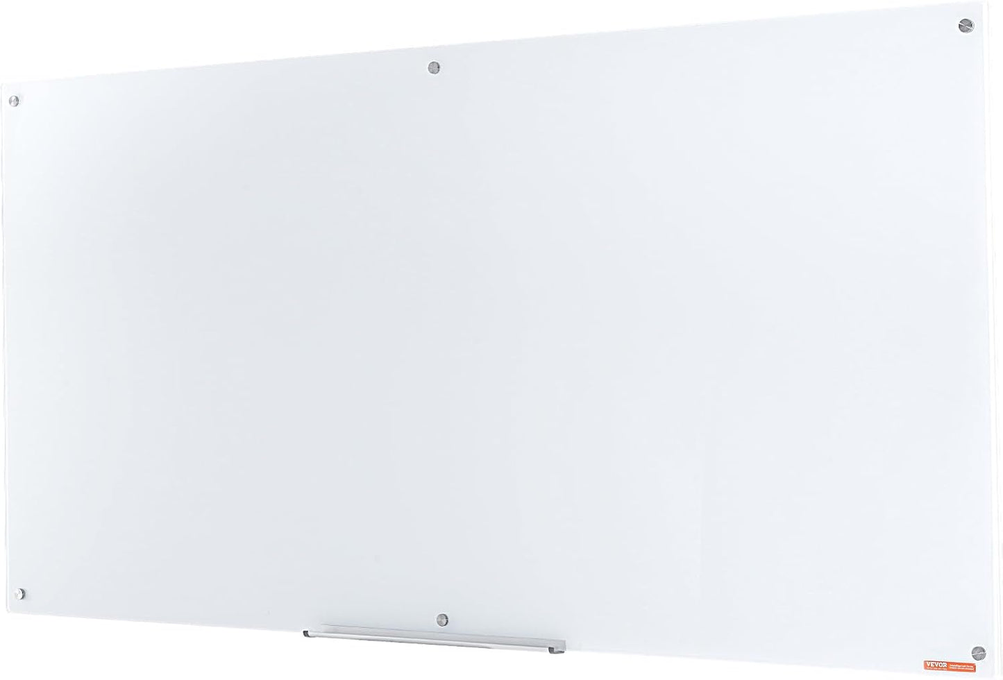 VEVOR Magnetic Glass Whiteboard, Dry Erase Board 36"x24", Wall-Mounted Large White Glassboard Frameless, with Marker Tray, an Eraser and 2 Markers, Black