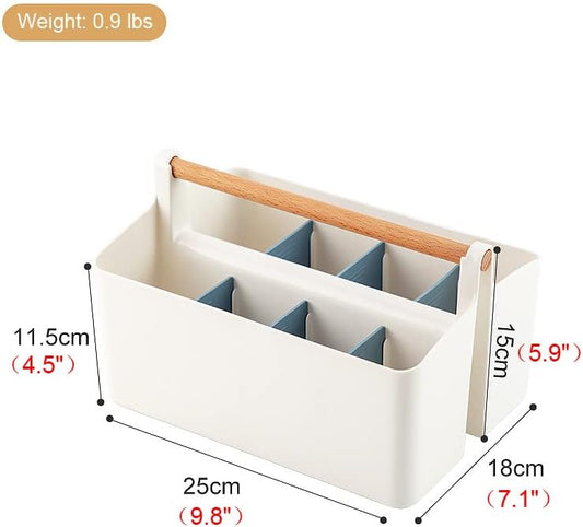 Vidifor 3 pcs Large Portable Craft Caddy with Handle, Cleaning Tote, DIY Divided Basket for Art Colored Pencils Pen Makeup (Pink/Blue/Yellow Dividers)
