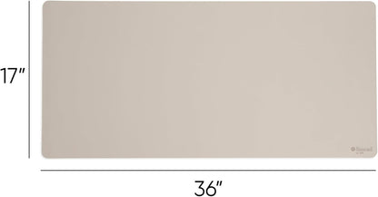 Smead Desk Pad, Vegan Leather Desk Mat with Non-Slip Faux Suede Backing, Perfect Desk Organizer for Office Decor, 31.5” x 15.7” Medium, Sandstone (64831)