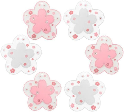 Sakura Coffee Cup Mat Kawaii Coaster 2PCS Cute Cherry Blossom PVC Home Tea Mug Pink Flower Pattern Anti-Skid Pot Bowl Pad Placemat for Desk Drink Table Decor Kawaii Accessories (Small)