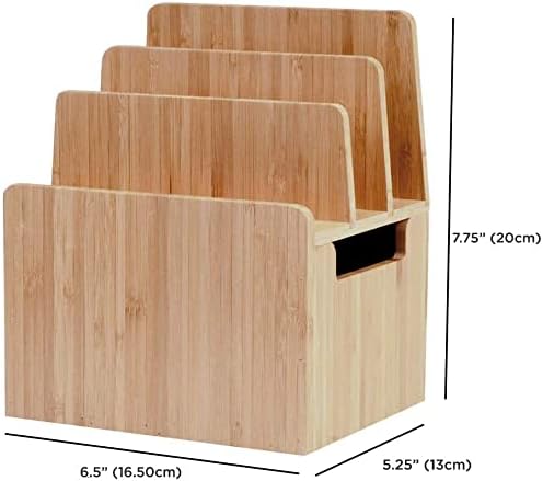 MobileVision Bamboo Charging Station & Multi Device Organizer Slim Version for Smartphones, Tablets, and Laptops