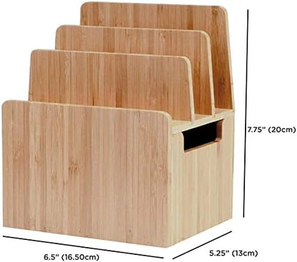 MobileVision Bamboo Charging Station & Multi Device Organizer Slim Version for Smartphones, Tablets, and Laptops