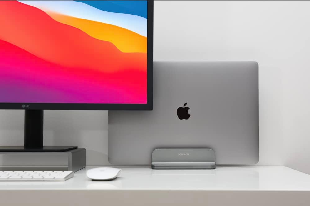 JOKItech Aluminum Laptop Stand, Sturdy and Adjustable, Compatible with Apple MacBook Pro/Air, Mac Mini, iPad Pro, Silver