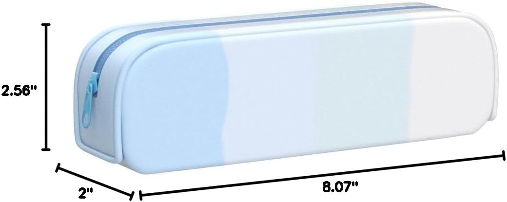 minimaliving Pencil Case,Colorful Silicone Waterproof Pencil Pouch Aesthetic Lightweight&Portable Pen Bag Stylish Small Office Supplies for Adults,Women and Men(Blue)
