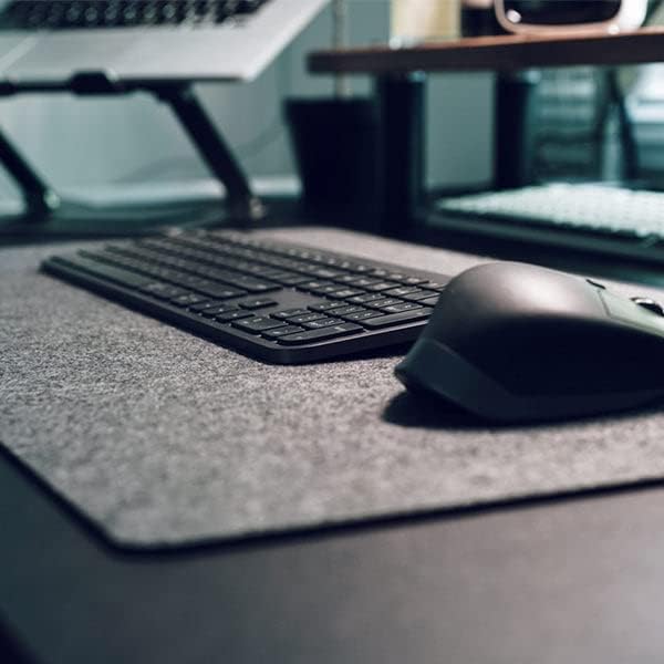 Desky Felt Desk Pad – Medium 24.4 x 11.8 Inch, Wool Felt Desk Mat with Anti-Slip Base – Light Grey – Keyboard & Mouse Surface for Office, Home, or Laptop Use
