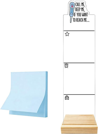 Monitor Memo Board Computer Monitor Memo Board Sticky Note Organizer Kidney Acrylic Desk Accessories Removable Wooden Base Set Sticky Notes 100 Sheets 11.8×3.1 inches