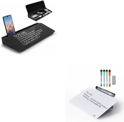 Desktop Glass White Board with Storage ＆ Small Desktop Glass Dry-Erase whiteboard