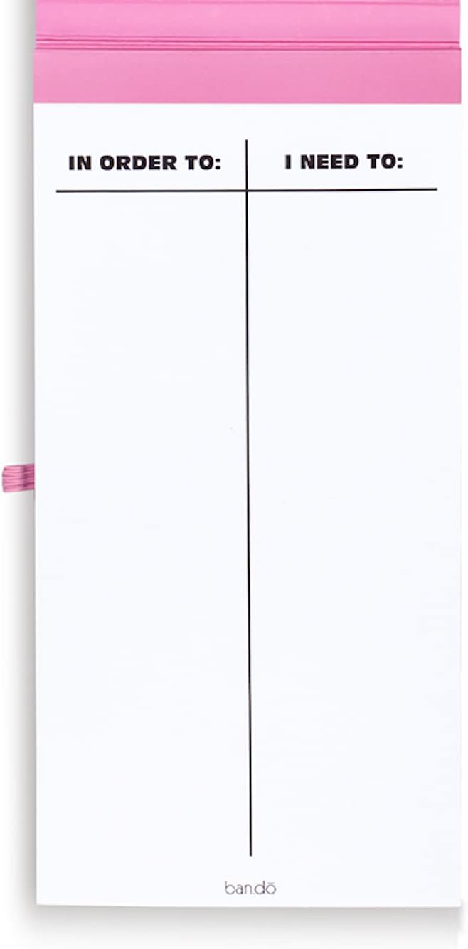 ban.do Good Intentions Goal and Habit Tracker Notepad, List Pad Includes 80 Perforated Sheets, Ink Pen Loop, and Elastic Band Closure, Feel Your Best (Pink)
