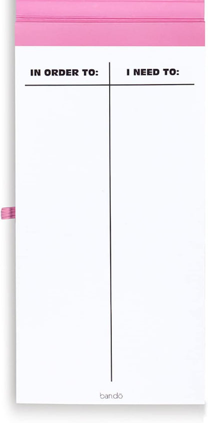 ban.do Good Intentions Goal and Habit Tracker Notepad, List Pad Includes 80 Perforated Sheets, Ink Pen Loop, and Elastic Band Closure, Feel Your Best (Pink)