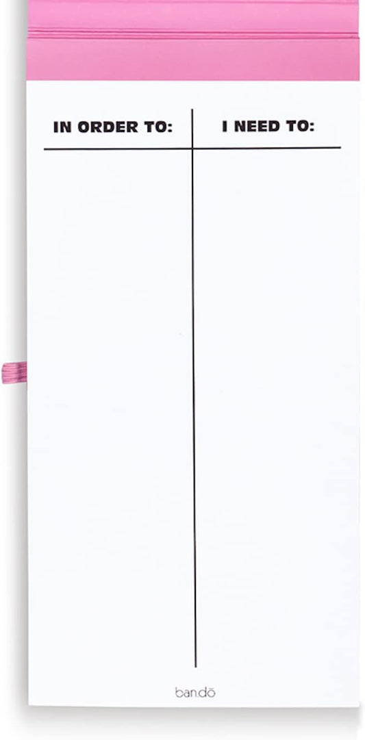 ban.do Good Intentions Goal and Habit Tracker Notepad, List Pad Includes 80 Perforated Sheets, Ink Pen Loop, and Elastic Band Closure, Feel Your Best (Pink)