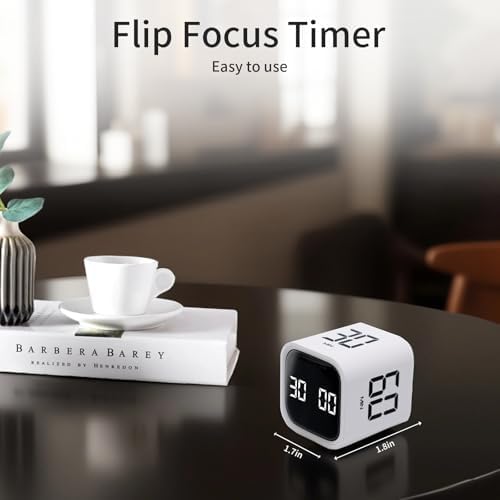 Productivity Timer Flip Gravity Sensor Cube Timer Countdown & Countup,Mute & Vibrate & Sound，5/10/30/60min & Custom Timing, Perfect for ADHD,Work,Learning,Kitchen Cooking (1Black)