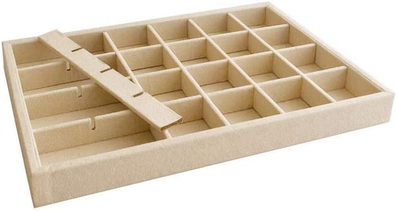 Velvet Sunglasses Organizer Tray 4 Slot, Stackable Eyewear & Glasses Display Case, Premium Beige Velvet, Scratch-Free Lining, Drawer Insert for Dressing Table Vanity Home Retail Trade Show