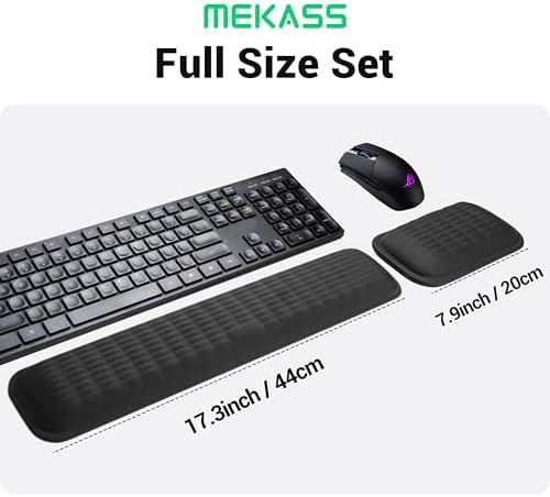 MEKASS Ergonomic Wrist Rest for Keyboard and Mouse, Soft Memory Foam Keyboard Wrist Rest Set with Non-Slip Silicone Base, Easy Typing, Pain Relief, Comfort for Office, Work, Gaming (Classic Black)
