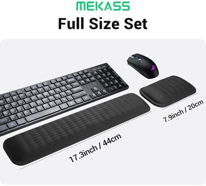 MEKASS Ergonomic Wrist Rest for Keyboard and Mouse, Soft Memory Foam Keyboard Wrist Rest Set with Non-Slip Silicone Base, Easy Typing, Pain Relief, Comfort for Office, Work, Gaming (Classic Black)