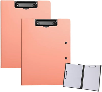 2 Pcs Folding Clipboard,Clipboard Foldable 9x12.5 inch Waterproof File Folder Clip Boards,A4 or A3 Size File Cover Folder Writing Clipboards with Two Metal Clip,Support Horizontal and Vertical (Black)