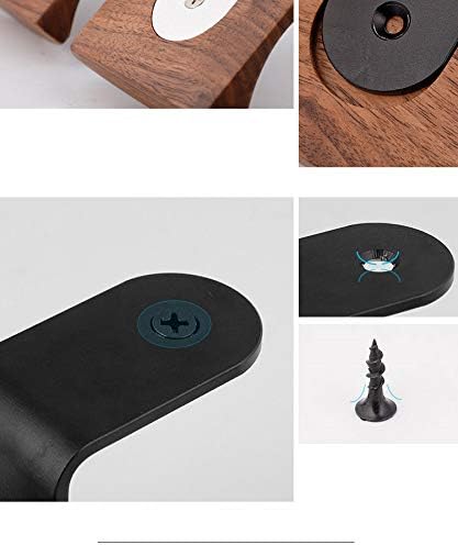 KiaoTime Headphone Hanger Holder - Walnut Wood Headset Stand, Universal Fit (Under-Desk Mount)