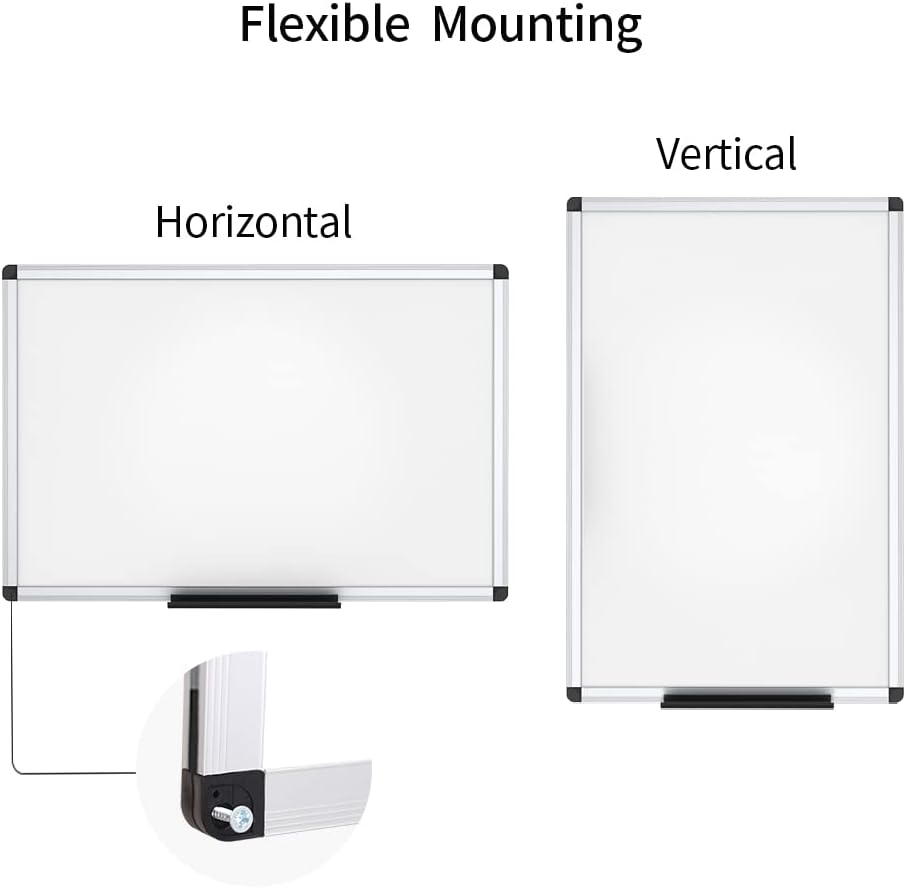 VIZ-PRO Magnetic Dry Erase Board, 24 X 18 Inches, Silver Aluminium Frame