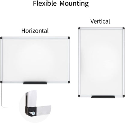 VIZ-PRO Magnetic Dry Erase Board, 24 X 18 Inches, Silver Aluminium Frame