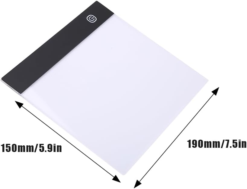 A5 LED Light Box, Tracing Board Drawing Pad Thin Art Stencil Tracer Tablet Copy Table Adjustable Brightness for DIY Diamond Painting Weeding Artists Sketching Animation Embossing Sewing Projects