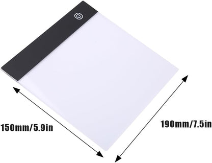A5 LED Light Box, Tracing Board Drawing Pad Thin Art Stencil Tracer Tablet Copy Table Adjustable Brightness for DIY Diamond Painting Weeding Artists Sketching Animation Embossing Sewing Projects