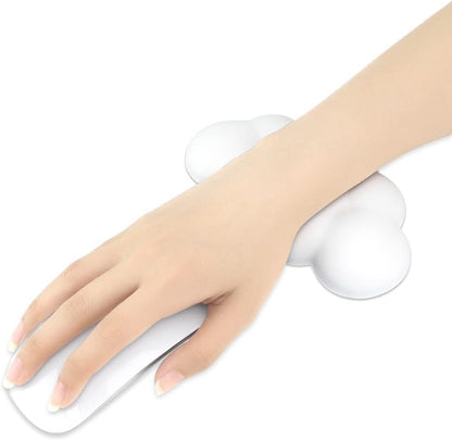 Cloud Wrist Rest Cushion for Mouse Ergonomic Soft PU Leather Memory Foam Wrist Pain Relief Mouse Wrist Support Pad with Anti-Skid Base for Office School Home Laptop & Computer Mouse (White)