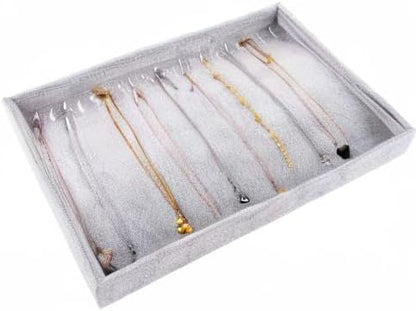 Emibele Glasses Organizer Jewelry Tray, 8 Grids with Clear Lid Velvet Tray Watch Storage Stackable Jewelry Showcase Display Storage with Detachable Inner Dividers, Beige