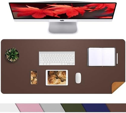 AFIING Large Desk Mat 47" x 17", Dual-Sided Natural Cork & PU Leather Desk Pad, Non-Slip Waterproof Mouse Pad for Office, Home & Gaming, Black