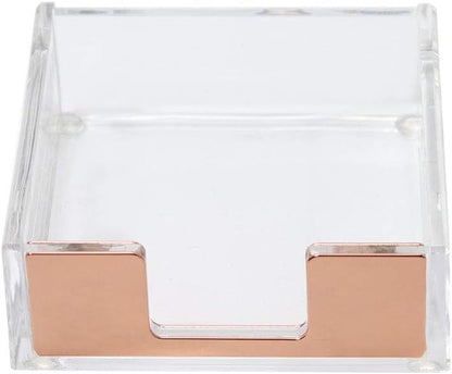 MultiBey Gold Sticky Notes Holder Clear Acrylic Memo Pad Dispenser Post it Note Holder Desk Supplies Organizer Accessories for Office Home Schools (Gold)
