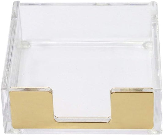 MultiBey Gold Sticky Notes Holder Clear Acrylic Memo Pad Dispenser Post it Note Holder Desk Supplies Organizer Accessories for Office Home Schools (Gold)