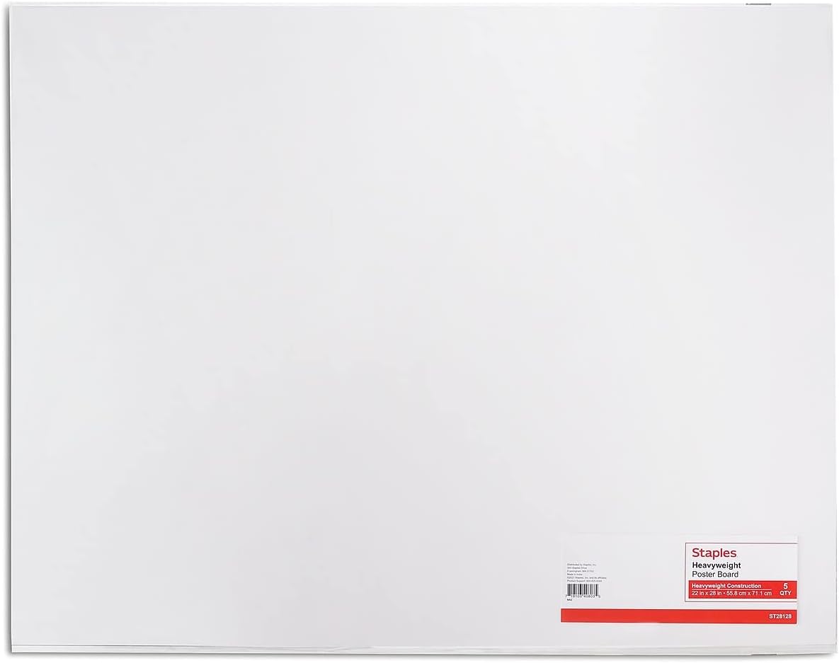 Staples Poster Board, 22" x 28", White, 20/Carton - Display Boards for School & Office Projects