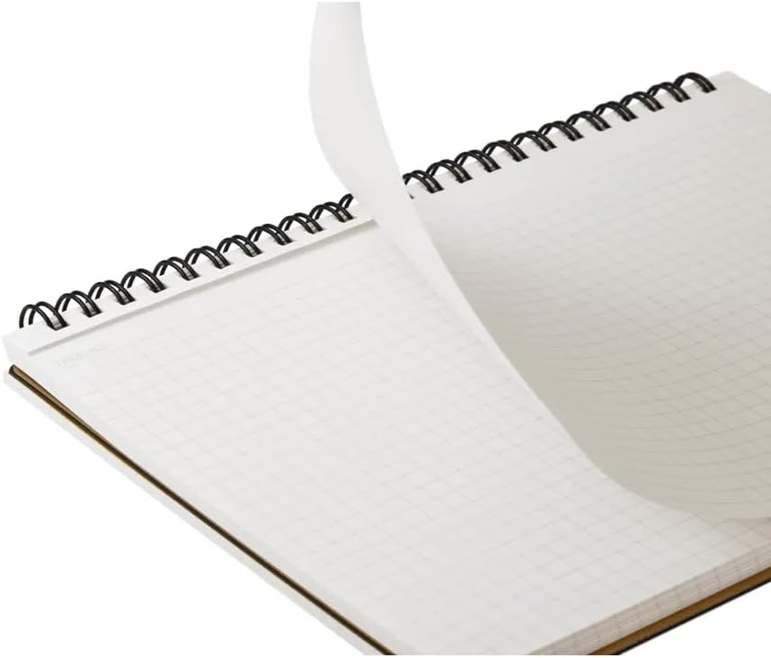 Maruman Mnemosyne Grid Notebook- Horizontal A4 Layout, 8.27" x 11.69", 70 Sheets / 140 Pages, 5mm Graph Paper Journal, Perforated Pages & Wire-Bound to Lay Flat, Black, Made in Japan