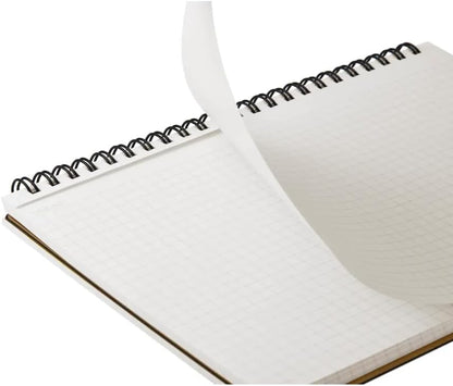 Maruman Mnemosyne Grid Notebook- Horizontal A4 Layout, 8.27" x 11.69", 70 Sheets / 140 Pages, 5mm Graph Paper Journal, Perforated Pages & Wire-Bound to Lay Flat, Black, Made in Japan