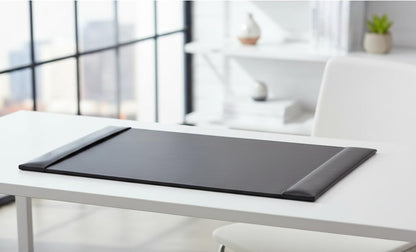 DACASSO Bonded Leather Desk Pad with Side Rails - Luxury Leather Desk Blotter for Writing (30 x 18, Brown)