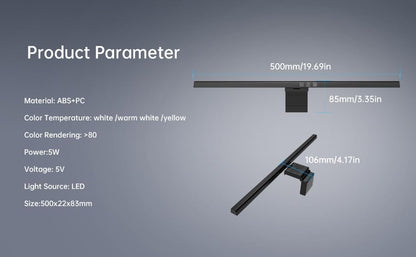 Monitor Light Bar with RGB Backlight, Computer LED Screen Lamp for Eye Caring, USB Powered Dual Light Source with Touch Control Timed Computer Monitor Desk Lamp for Game Office Home Silver
