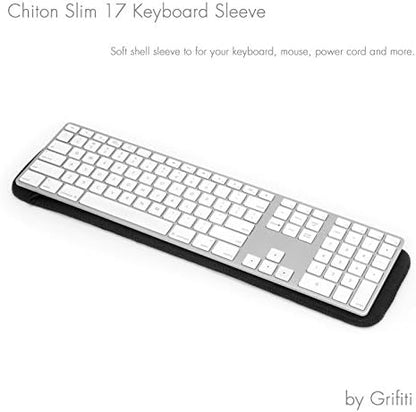 GRIFITI Chiton Fat 17 7" x 18" Neoprene Keyboard Sleeve Cover for 17 Inch 10key Mechanical & Standard Keyboards Portable Case - Extra Pocket for Cable, Mouse, Gaming Trackpad or Computer Tenkeyless