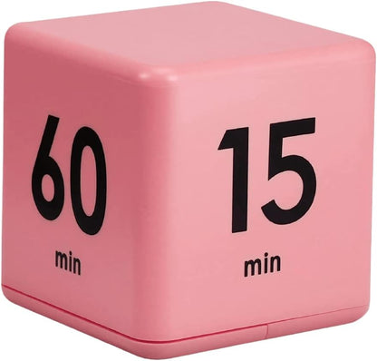 Feilifan Cube Timer, Productivity Cube Flip Timer for Kitchen Studying Workout Classroom Kids ADHD 15-20-30-60 Minute Preset, White