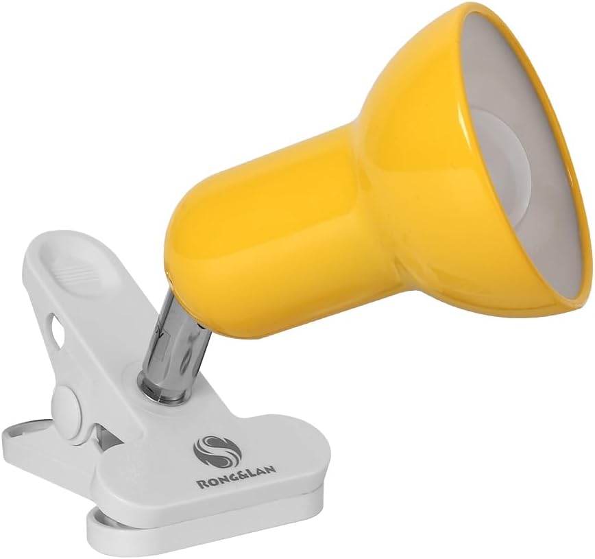 RONG&LAN Clip lamp,360° Rotation Clip on Lamp Portable Book Reading Light,Clamp on Desk/Table/Bunk Bed/Cupboard Home Lighting, (Desk lamp,Seven Colors for Your Choice) (White,2)