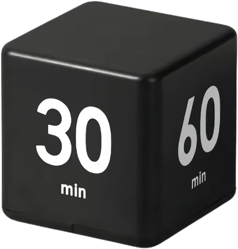 Feilifan Cube Timer, Productivity Cube Flip Timer for Kitchen Studying Workout Classroom Kids ADHD 15-20-30-60 Minute Preset, White