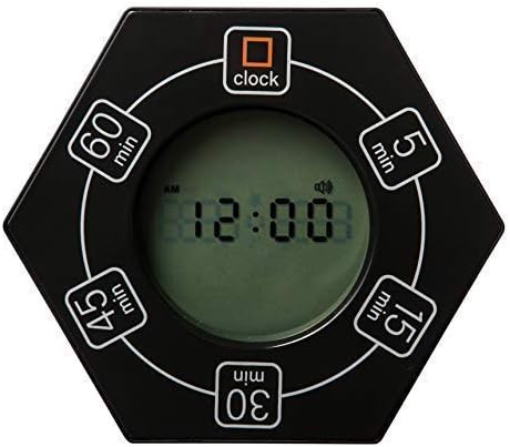 Home & Office Timer with Clock, 5,15, 30, 45, 60 Minute Preset Countdown Timer, Easy-to-Use Time Management Tool (Cyan)