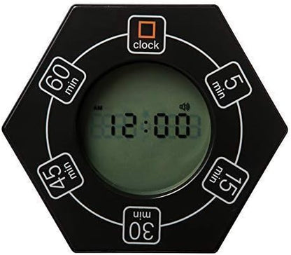 Home & Office Timer with Clock, 5,15, 30, 45, 60 Minute Preset Countdown Timer, Easy-to-Use Time Management Tool (Cyan)