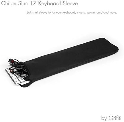 GRIFITI Chiton Fat 17 7" x 18" Neoprene Keyboard Sleeve Cover for 17 Inch 10key Mechanical & Standard Keyboards Portable Case - Extra Pocket for Cable, Mouse, Gaming Trackpad or Computer Tenkeyless