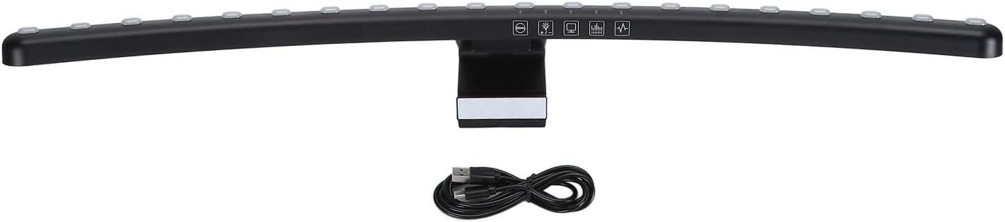 RGB Monitor Lamp Bar, Light Source RGB Monitor Light Bar for Office, Monitor Lamp Bar with RGB Backlight and Music Sync, Eye Caring Curved Computer Monitor Light Bar