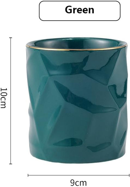 Gold Pencil Cup Sturdy Metal Frame With White Ceramic Pen Holder For Desks and kitchen Appliance Holders