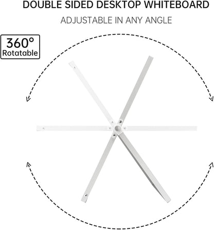 TSJ OFFICE Small White Board - 12 X 16 Inches Small Magnetic Dry Erase Board with Hooks for Wall, Desktop Whiteboard Stand 360 Degrees Revolving Double Sided for Office, Home, School, Silver