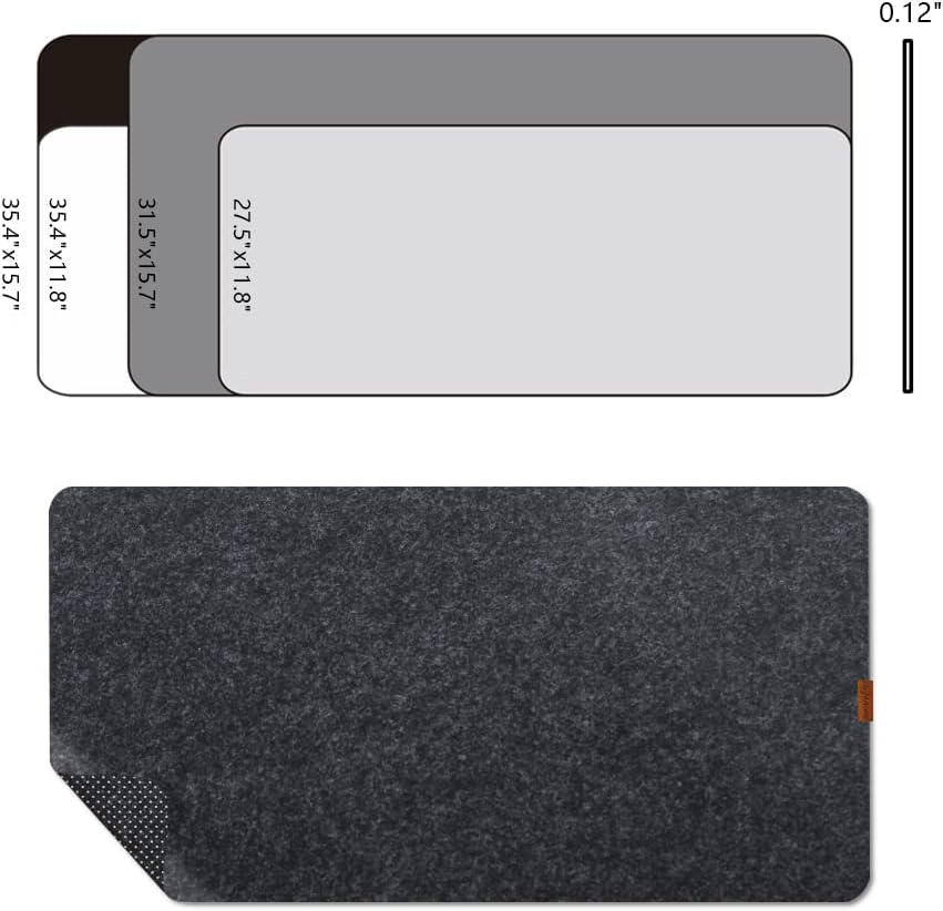 Bright Stone Felt Desk Mat,Non-Slip Mouse Pad, 27.5"x11.8" Office Supplies Desk Protector, Desk Accessories for Home and Office (Black)
