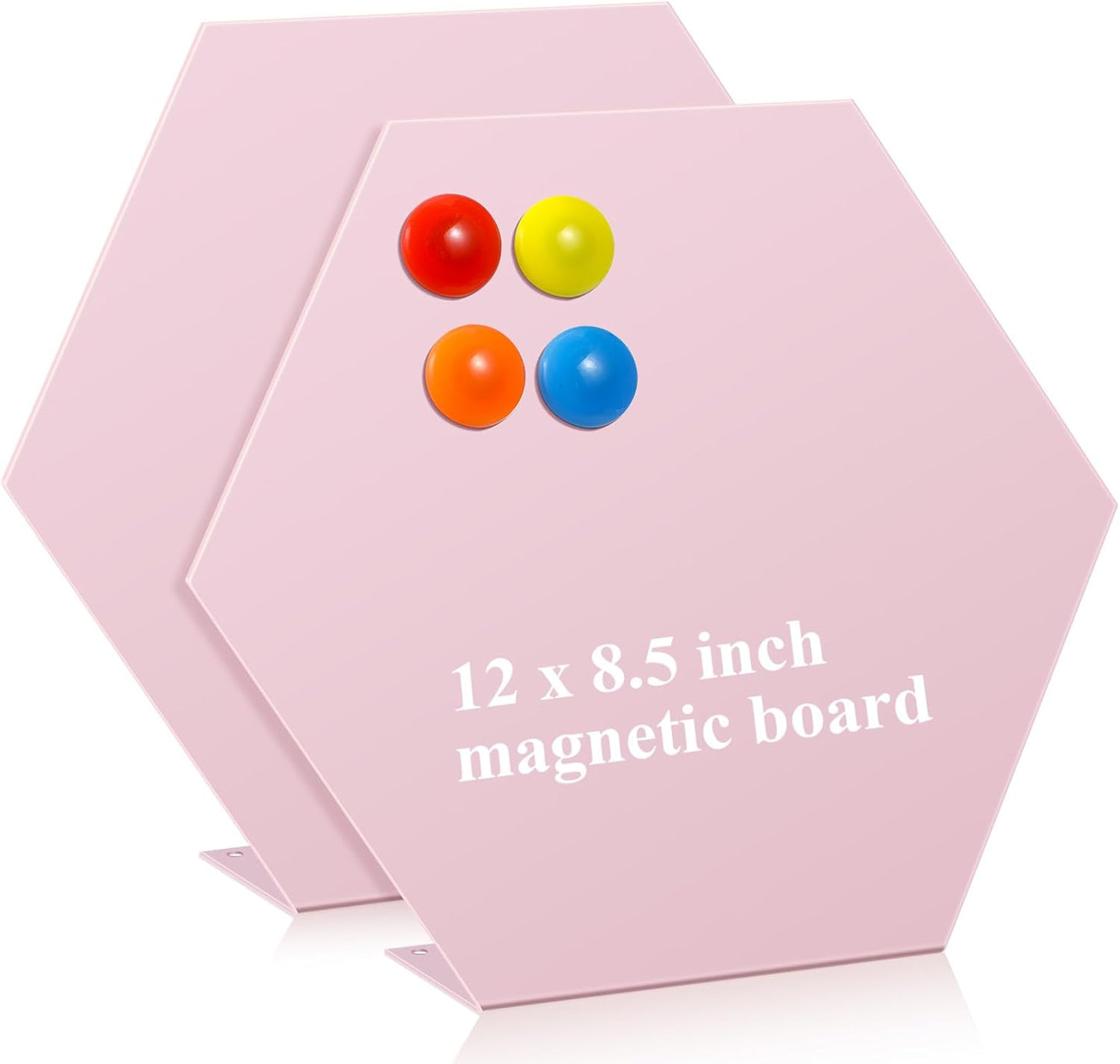 Shimeyao 2 Pcs Pink Magnetic Bulletin Board for Tabletops with 8 Magnets 10x7 Inch Memo Display Easel Stand for Home Office School Kitchen Table Supplies (Arched)
