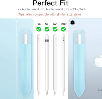 MoKo Pencil Holder Sticker Fit Apple Pencil Pro, Apple Pencil (USB-C), iPencil 1st/2nd Generation, Elastic Pencil Pocket Pouch Adhesive Sleeve Attached to iPad Case for Stylus Pens,Black